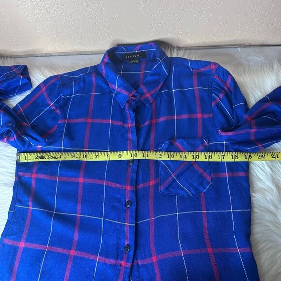 Sanctuary Haley Tie Front Button Down Flannel Shirt Size Small - Picture 9 of 13